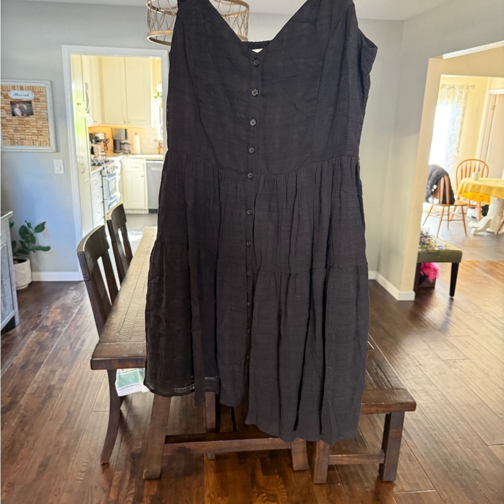 Idyllwind Black Mini Dress with Button Front
